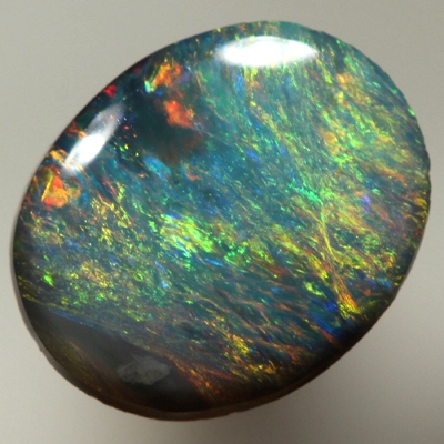 SOLID SEMI BLACK OPAL Burning red and orange over turquoise
